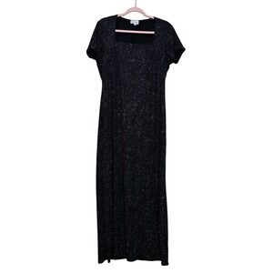 Vintage‎ 90s y2k Delta Burke Black Sparkle Rainbow Maxi Dress L Whimsigoth Glam